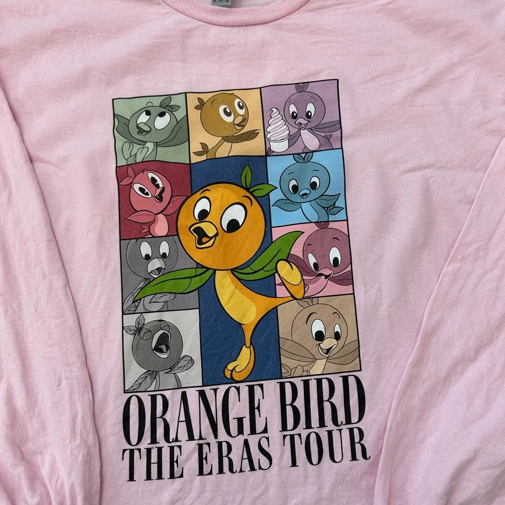 Pink long sleeve t shirt, Orange Bird Eras Tour, size 2XL - Picture 2 of 7